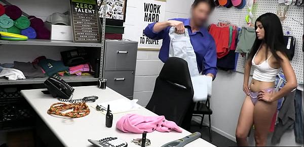  Pierced latina teen shoplifter Harley Haze fucked a big cocked LP officer